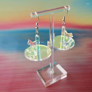 Dangle Earrings Creative And Novel Acrylic Illusion Carousel With Personalized Three-dimensional Design Alternative Women's