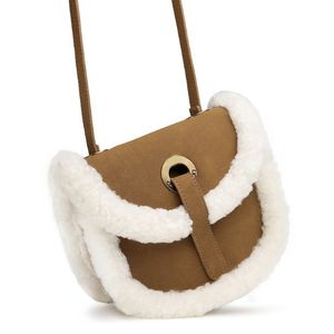 genuine leather ugg bag lamb hair women's bag plush ugge saddle bag crossbody bag casual one shoulder fur bag