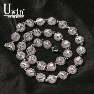 Chokers Uwin 12 mm Okrągły naszyjnik z cyrkonem dla kobiet w pełni mrożony z Cuubic Cyrronia Zasilanie Duże cyrkon Modna Biżuter