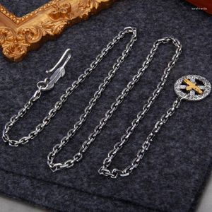 Chains BOCAI S925 Silver Vine Grass Pattern Gold And Contrast Eagle Feather Cross Necklace For Men Women Fashion Jewelry