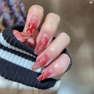 Fałszywe paznokcie 24pcs Rose Red Nail Patch Zdejmowany długi akapit mody manicure oszczędzaj czas