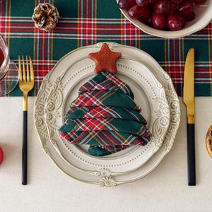 Table Napkin 4PCS Christmas Classsic Red Green Plaid Dinner Napkins For 2024 Xmas Decor Scottish Tartan Cloth 40x40cm