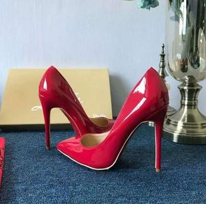 2023 Rödsolor Fashion High Heels For Women Party Wedding Triple Black Naken Yellow Pink Glitter Spikes Pointed Toes Pumpar Red Bottom Dress Shoes