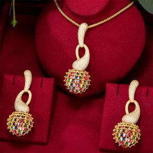 Wedding Jewelry Sets Missvikki Trendy Big Round Pendant Necklace Earrings Set Ladie Fine Super Design Fashion l230921