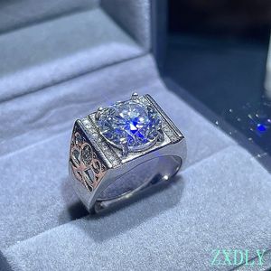 Wedding Rings Luxury Men Ring Muscular Style Big Size 5ct Real 925 Silver Jewelry Shiny Lab Diamond Engagement Party Gift 230921