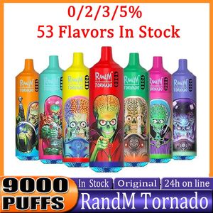 Original RandM Tornado 9000 puff fumot puff 9000 Disposable E Cigarettes With Verified Code puff 9k vape 0% 2% 3% 5% Rechargeable Battery 18ml Device Vapes Pen