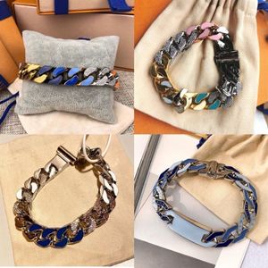 Designer Jewelry Silver Love Chain Bracelet Mens Womens Gold Enamel Multicolour Bracelets Fashion Personality Hip-Hop333i