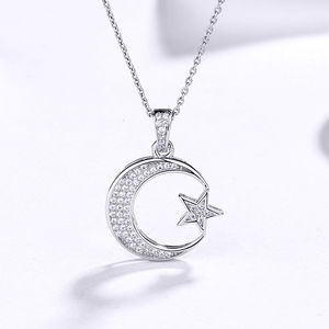 Pendanthalsband Sodrov 925 Sterling Silver Moon and Star Pendant Necklace For Women Silver Jewelry Moon Necklace Crescent Moon Necklace 230921