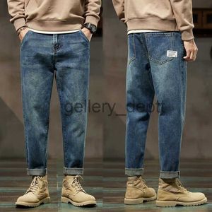 Mäns jeans baggy jeans män harem byxor lös passform bred ben vintage kläder casual manlig denim byxor streetwear lappade fickor hiphop kpop j230922