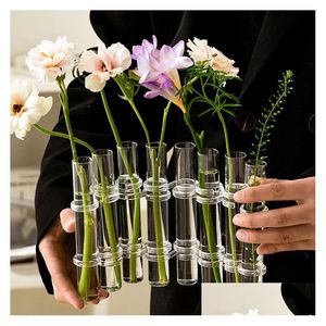 Decorative Objects Figurines Clear Glass Vase Tubes Set Hanging Flower Holder Plant Container Vases For Homes Room Decor 230721 Dr Dhmzp