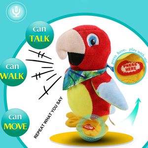 Plush Dolls 20cm Recording Doll Parrot Singing Plush Toy Throw Pillows Stuffed Walk Toys Electric Dance Animal Interaction Gift for Kids 230922