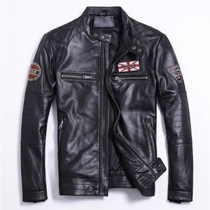 Couro masculino falso vendas qualidade clássica fino jaquetas de pele de carneiro genuíno couro de ovelha motocicleta roupas de motociclista mais 230922