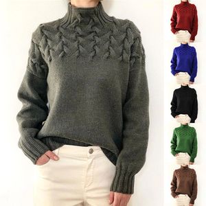 Women's High Neck Long Sleeve Knitted Sweater, Warm and Cozy Winter Sweater for Ladies