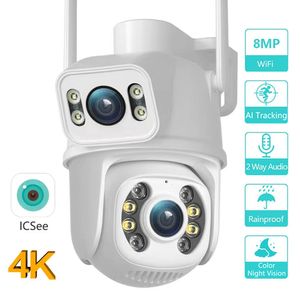 IP -kameror 4K 8MP 4MP Dual Lens PTZ WiFi Camera med Screen AI Auto Tracking Outdoor Security CCTV Surveillance ICSEE APP 230922
