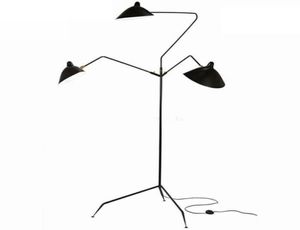 Serge Mouille 3 Arms Floor Lamp Nordic Black Standing Light Sofa Wall Background Bedroom Office Loft Living Room Iron Stand Lighti8167778