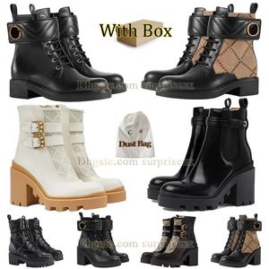 Partihandel Combat Boots Womens High Heel Ankle Boot dragkedja Desert Boot Leather Boot Lace-Up Boot Snow Boots Oxford Shoe Rubber Sole Platrform Heel Outsole Boot With Box