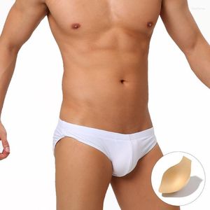 Herrbadklädermärke Swimbriefs Push Up Mens Swim Briefs Solid Color Sexy Swimming Trunks för manlig strandkläderbaddräkt