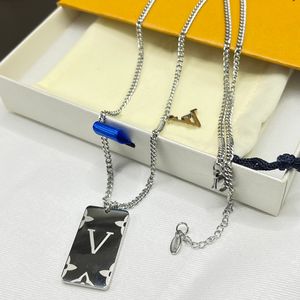 Designer dog tag Chain Necklace for Women Silver Plated Correct Brand Logo Stainless Steel Fashion Gift Luxury Quality Gifts Family Friend Couple