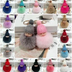 Sevimli uyku bebek peluş bebek anahtarlık yumuşak tavşan kürk top pom poms peluş peluş anahtar zinciri araba anahtar çanta hızlı nakliye ll anahtarlık