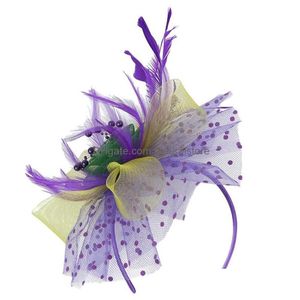 Bandanas Tea Party Hat Bride Decoration Banquet Leaddress Women Fascinator Beadbled Drop Drop Association Associors Hats Sclves Glo Dhpkg