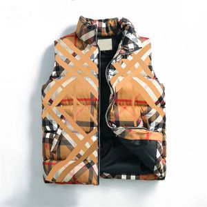 Colete masculino e feminino para baixo jaqueta xadrez listrado à prova de vento impermeável quente trench coat estilo clássico bordado padrão sem mangas M-3XL