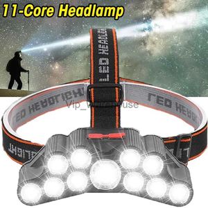 Huvudlampor Huvudstrålkastare Hunting Lamp Waterproof Camping Headlamp Torch 11 Uppladdningsbar utomhusskörning Kraftfull Vandring Huvudlampa HKD230922