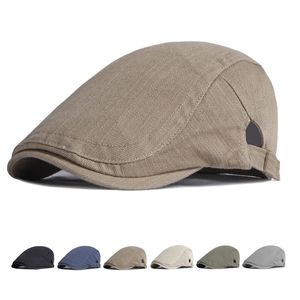 Berets Primavera Verão Boina para Homens Mulheres Sboy Cap Herringbone Cabbie Herringbone Cap Duckbill Ivy Flat Cap 230922