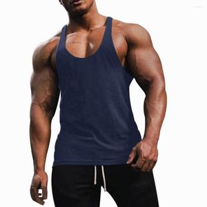 Men's Tank Tops Men Work Out Undershirts Bodybuilding Muscle Vest Sleeveless Tee Sports T-Shirt Gym Fitness Solid Singlet