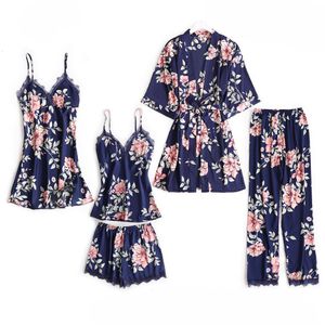 Sexy Pyjamas Pajamas Sleep Set Women Nightwear V-Neck Lace Sleepwear Sexy Nightie Bathrobe Wear Home Suit Negligee Spring Robe Gown 230922