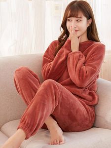 Women's Two Piece Pants Women Velvet Pajama Set Loose Top And Elastic Waist Home Casual Warm Woolen Suit 2023 Autumn Winter