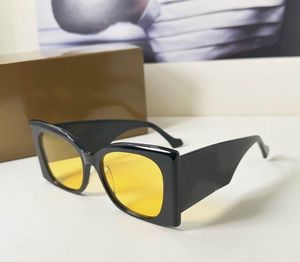 2023 Unisex-Sonnenbrille von hoher Qualität, schwarze Breite, Vollrahmen, gelbe quadratische Brille, erhältlich mit Box