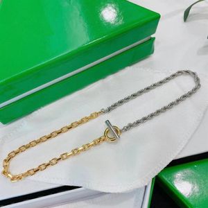 Italiensk design Titanium Steel Gold Silver Splicing Women's Chain Halsband Fashion Personlig semestergåva178n