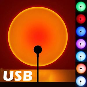 Selfie Lights Rnntuu LED USB Sunset Lamp Projector Decor Decor Night Light Light Portable Mood Light for Room Room Wall Lights Neon Lights 230922