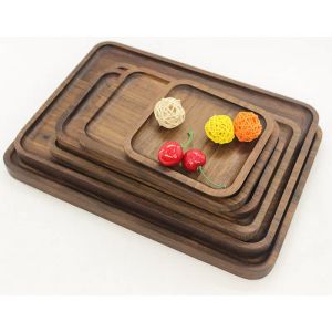 Partihandel Black Walnut Tray Pad Wood Food Fruits Cake dessert Serving Trays Snack Dessert Pizza Sushi Bread Plate 0922