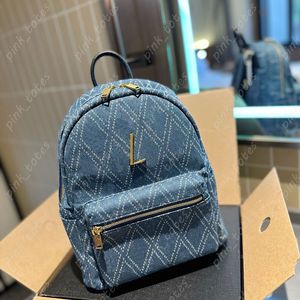 Womens Designer Backpack Denim Backpacks Mens Rucksacks Gold Letters School Bag Fashion Knapsack Handbags Stylish Pattern Shoulder Bags -14