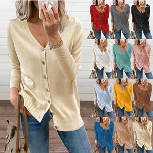 Women's Knits Woman Sweater Cardigan Autumn/winter Knit Solid Color Buttons Fashionable Woman's Clothing Drop Sale YDSAL65825