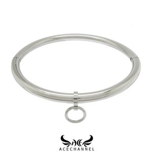 Chokers ACECHANNEL Polished Shining Solid Stainless Steel Slave Collar Lockable Torque Choker Necklace Fetish Wear Jewelry 230921