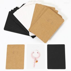 Smyckespåsar 50st Keychain Packing Card Kraft Paper Display för DIY Keyring Organizer Small Business Packaging Material