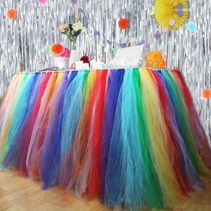 Spódnica stołowa DIY spódnice urodzinowe Tiul wed Tutu Tableskirt Roll Baby Shower Płeć Dekoracja chrztu