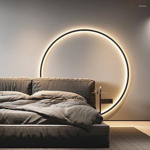 Lâmpada de parede minimalista led círculo fundo casa decoração interior arandelas sala estar hall el luzes cabeceira luz preto