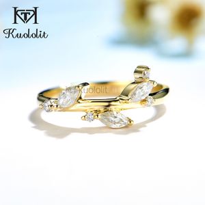 Fedi nuziali Kuololit Anello in oro giallo 18 carati 14 carati per donne Rami Marquise Solitaire Matching Band Fidanzamento Natale 230922