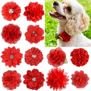 Odzież dla psów 120pcs Pet Kowerki Zdejmowane puppy cat Flower Collars Charms Pielęgnacja Akcesoria