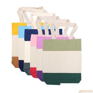 Förvaringspåsar förvaringspåsar 35x10x40cm tricolor canvas tom butik tote återanvändbar bomull livsmedelsbutik hög kapacitet väska lx4950 droppleverans ho dhub3