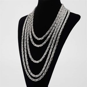 6mm Classic Mens Silver Byzantine Necklace Stainless Steel Chain Jewelry 45cm 50cm 60cm 70cm 75cm243g