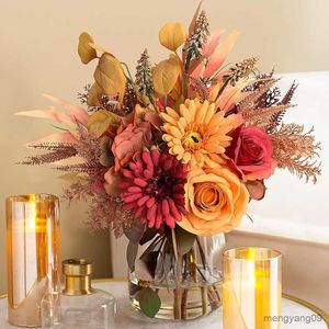 Juldekorationer Autumn Bouquets Silk Artificial Flower Bridal Bouquet For Wedding Home Floral Indoor Decor R230922