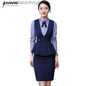 Женские жилеты Naviu, модный женский костюм высокого качества 2022 года, комплект из двух предметов, жилет и юбка, официальная униформа, офисная одежда L230922