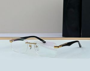 Rimless Eyeglasses Glasses Gold Black Frame THE ARTIST Optical Glasses Frame Transparent Lens Eyewear with Case