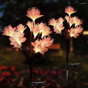 4Pcs Garden Lights Solar Flower Lamps Outdoor Decorative Powered Waterproof Lighting Modes Twinkling Landscape Yard Outside Lawn