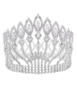 Luxurious Sparkling Crystal Baroque Queen King Wedding Tiara Crown Pageant Prom Diadem Headpiece Bridal Hair Jewelry accessories Y9812304