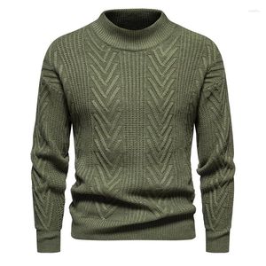 Camisolas masculinas outono moda geométrica camisola masculina 2023 inverno simples em torno do pescoço de malha jacquard casual sólido pulôver masculino quente